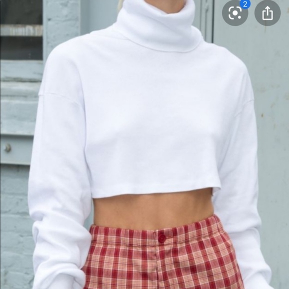 Off-White Crop Turtleneck Sweater